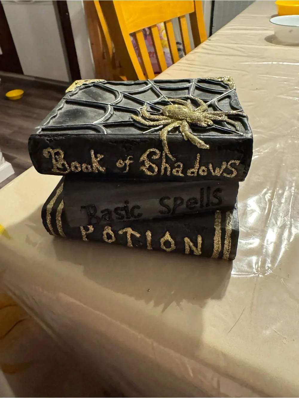Decorative Black and Gold 'Book of Shadows' Stack - Home Accents- Halloween